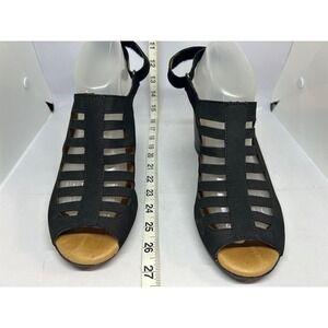 Montana‎ Black Leather Open Toe Sandals Women's 9M